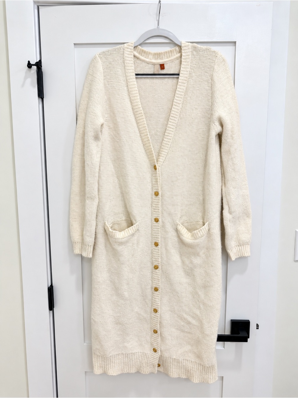 P.I.L.C.R.O. by Anthropologie Longline Cream Knit Cardigan Size L